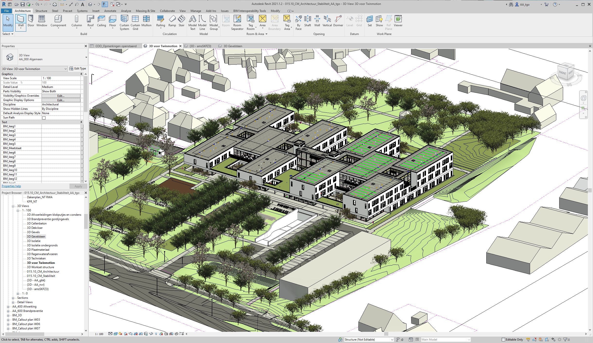 BIM model of Care Campus Kortrijk